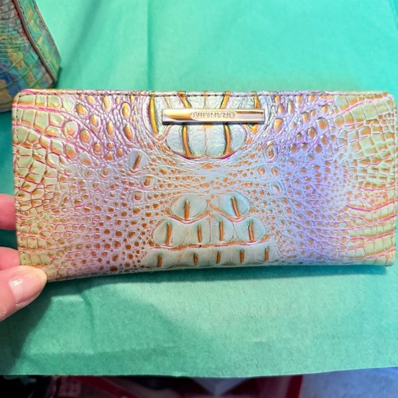 Colorful Crocodile Embossed Women's Bag and Wallet Set by Brahmin - Picture 12 of 13